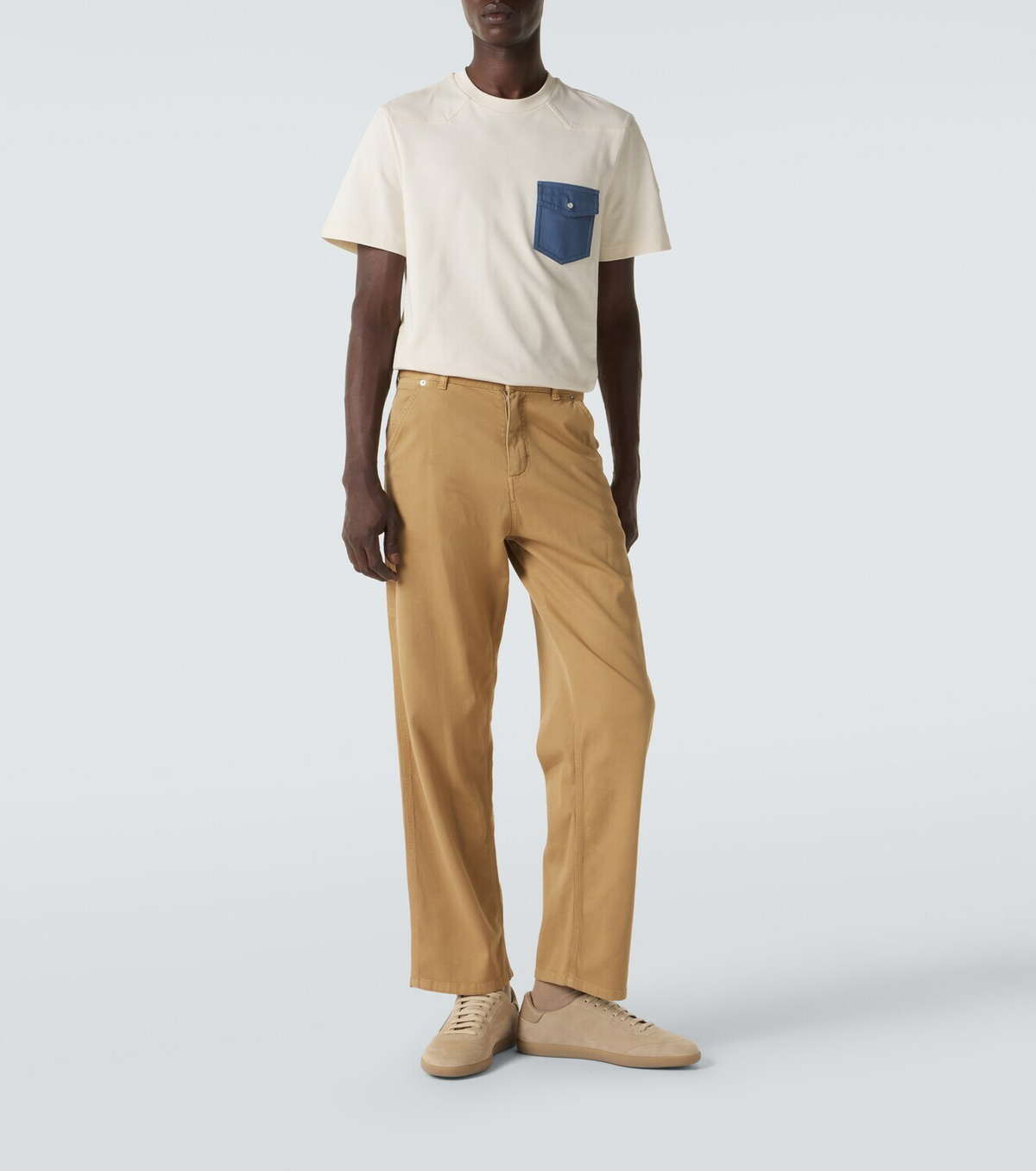 Moncler Denim-trimmed cotton jersey T-shirt