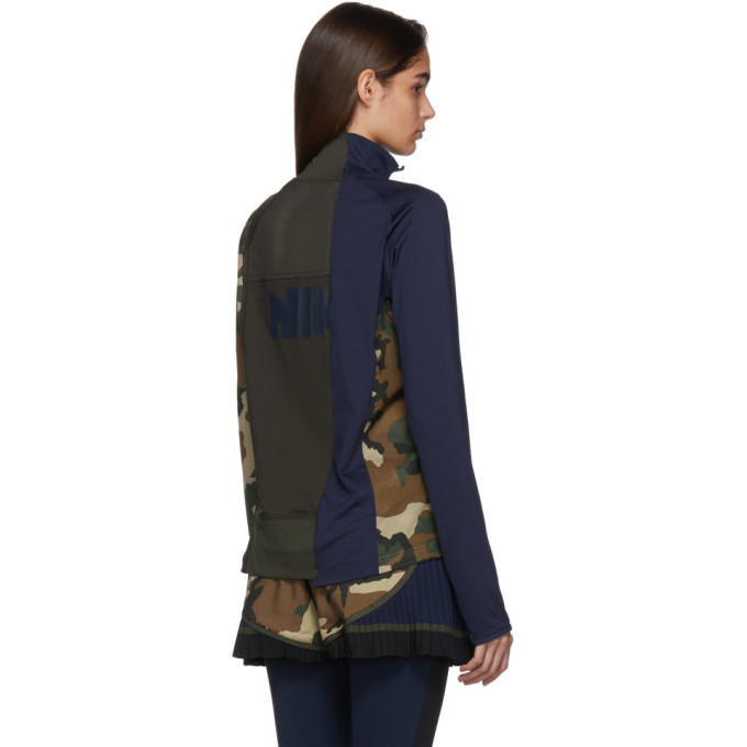 Nike Green and Navy Sacai Edition NRG Half-Zip Running Jacket Nike