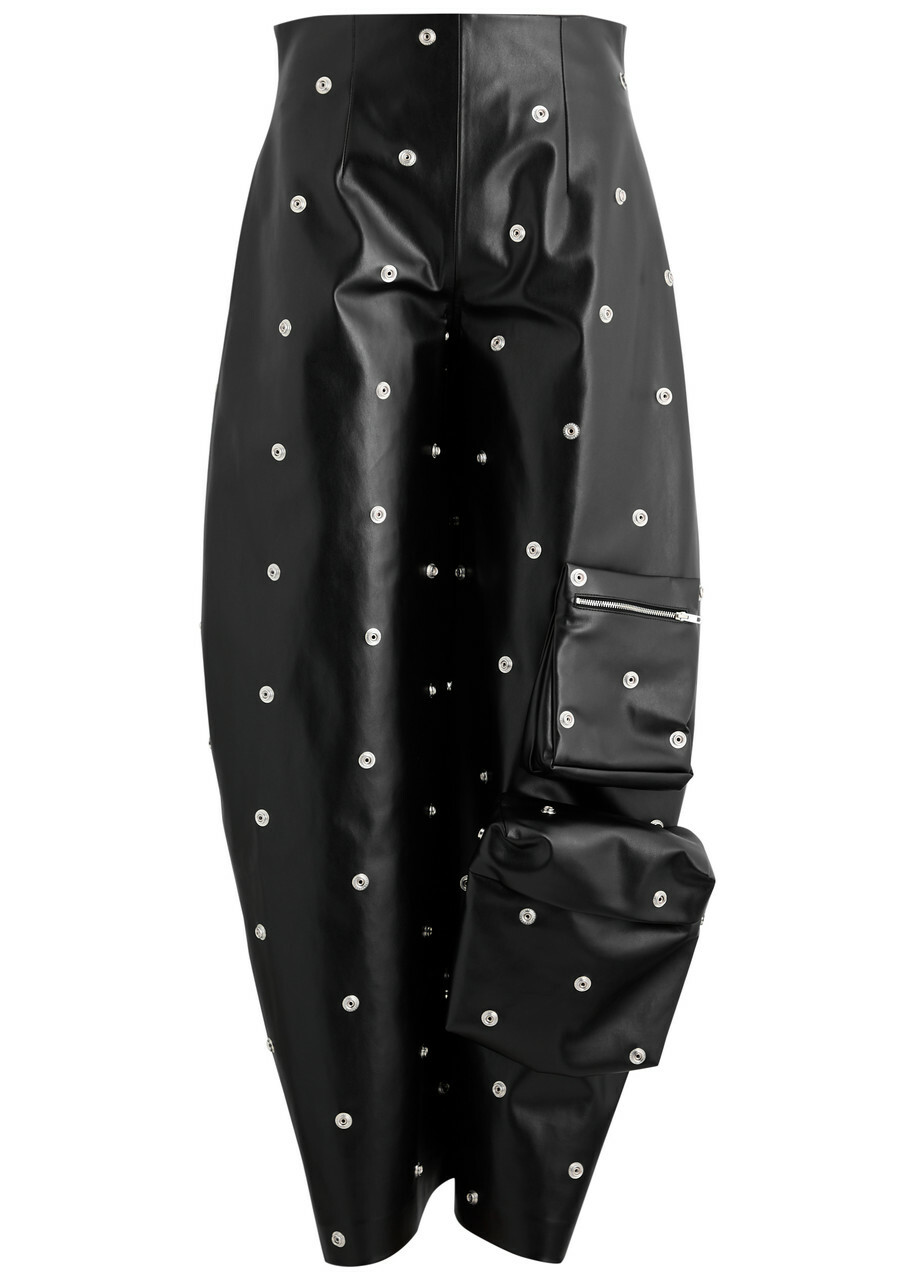 パンツ A.W.A.K.E mode - patent leather A.W.A.K.E. MODE Black Patent Back-To-Front Trousers A.W.A.K.E.