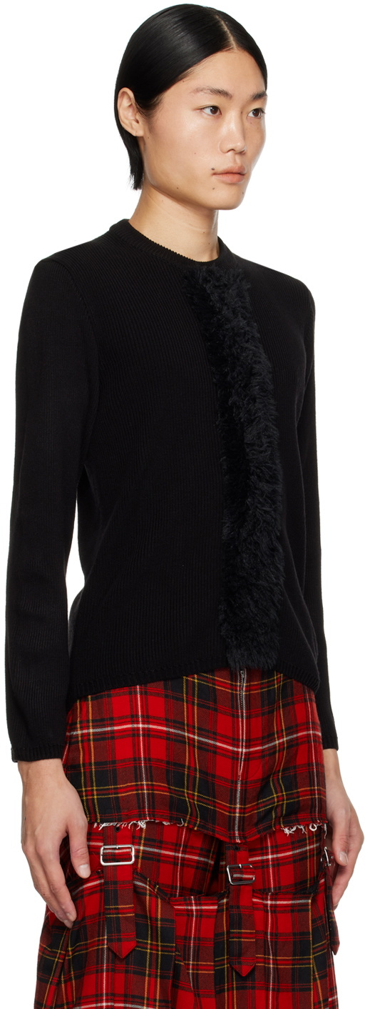 Black Comme des Garçons Black Faux-Fur Trim Sweater
