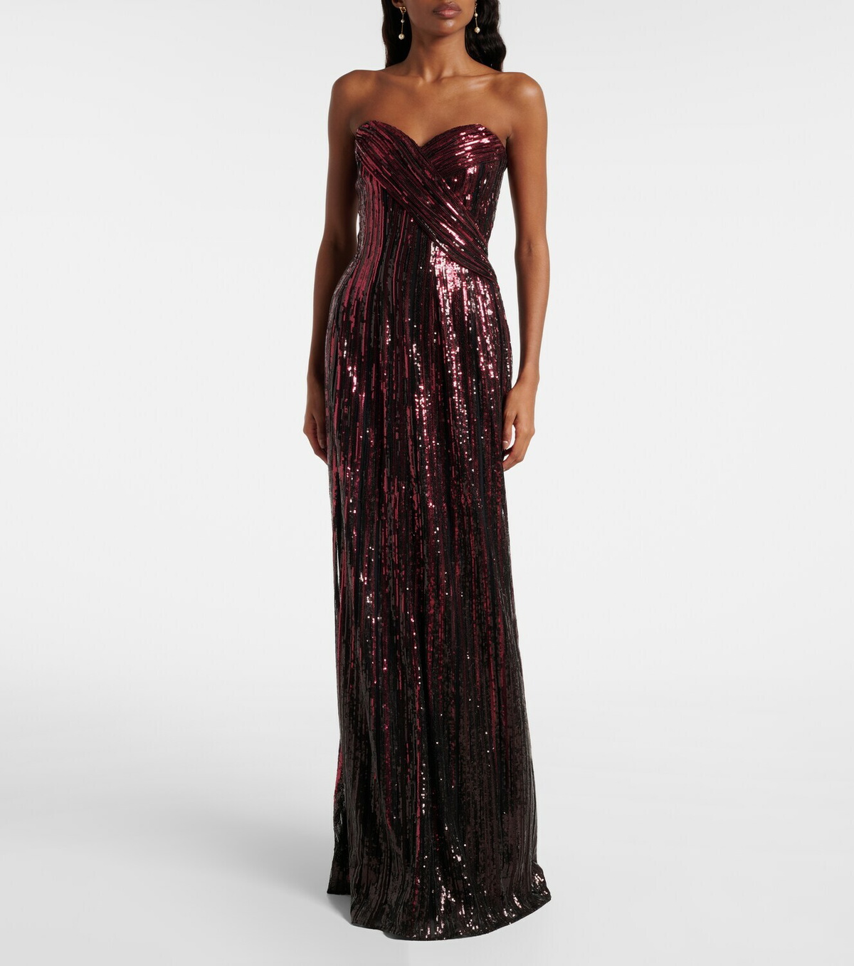 Elie Saab Scarf-detail sequined gown