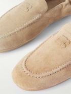 CELINE - Logo-Appliquéd Suede Loafers - Neutrals