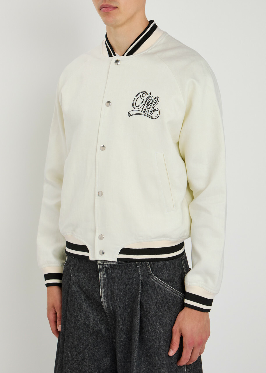 Off-white Souvenir Logo-embroidered Linen Varsity Jacket