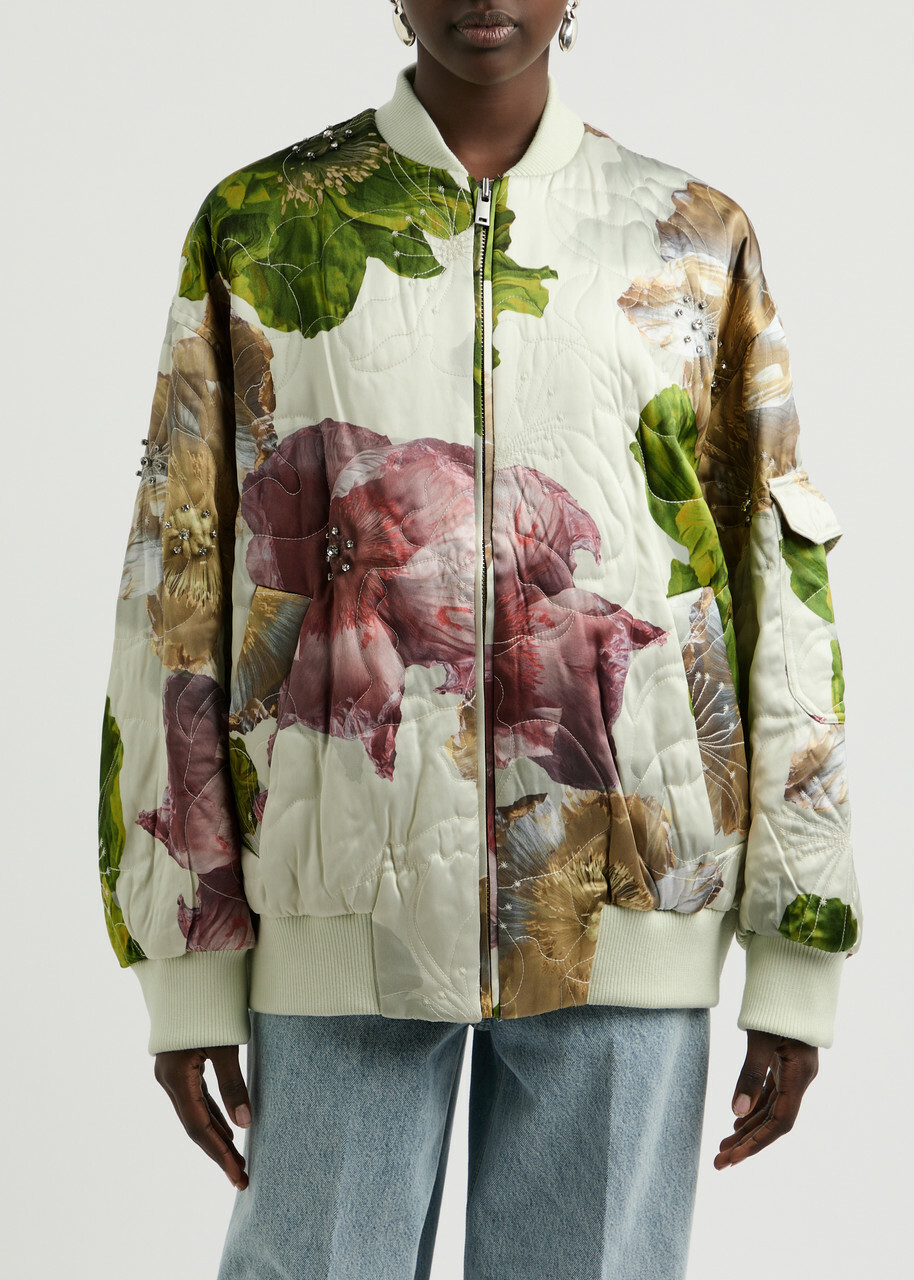 Stine Goya Norea Floral-print Satin Bomber Jacket