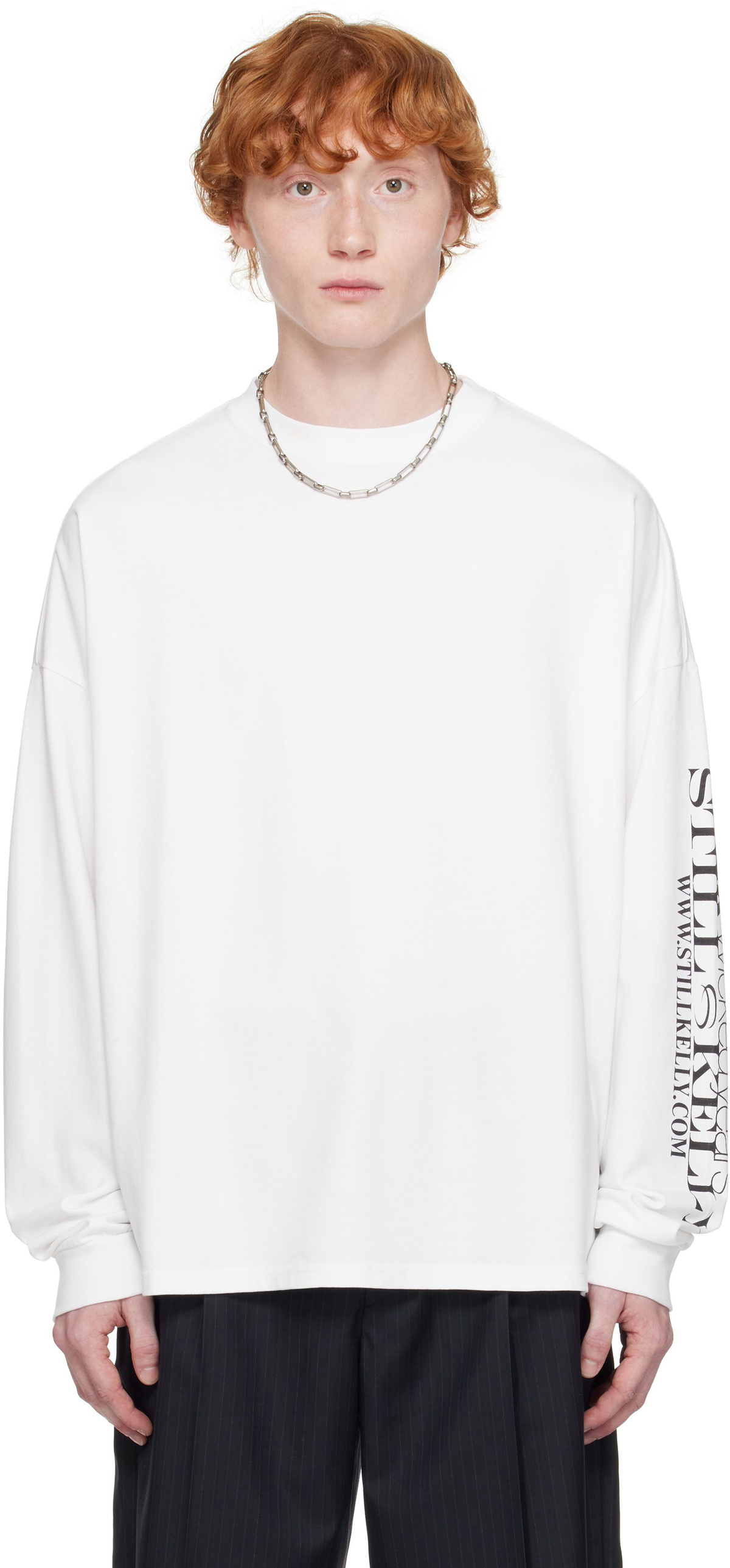 Still Kelly White Boxy Long Sleeve T-shirt