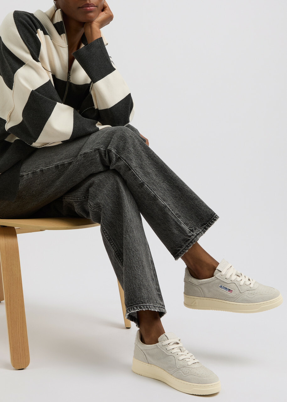 スニーカー Autry Autry Medalist Sneakers In Suede And Hair Suede Autry Medalist Low Sneakers In White And Green Leather And