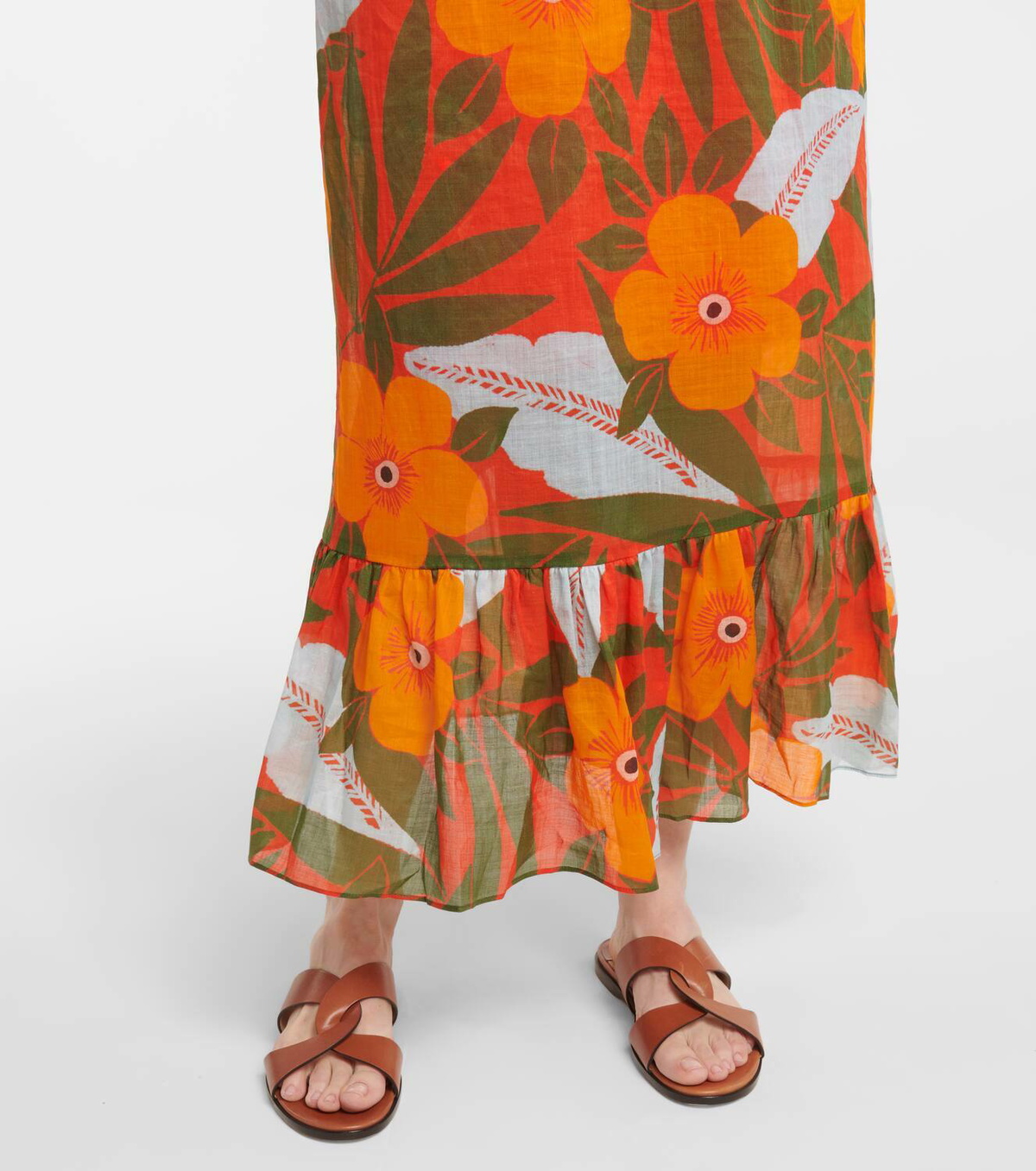 Lee Mathews Oleander floral ramie maxi dress