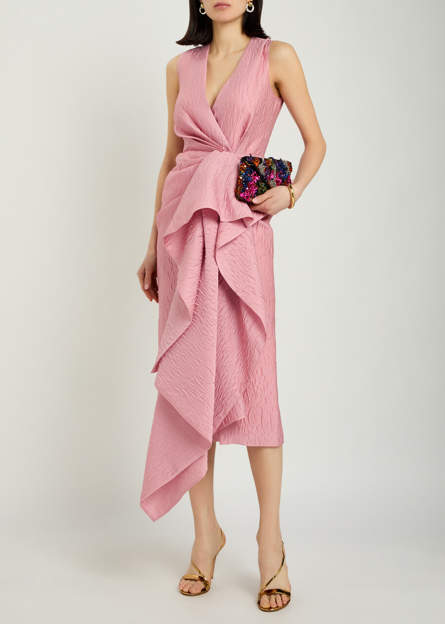 Roksanda Esra Cascading Cloqué Midi Dress Pink