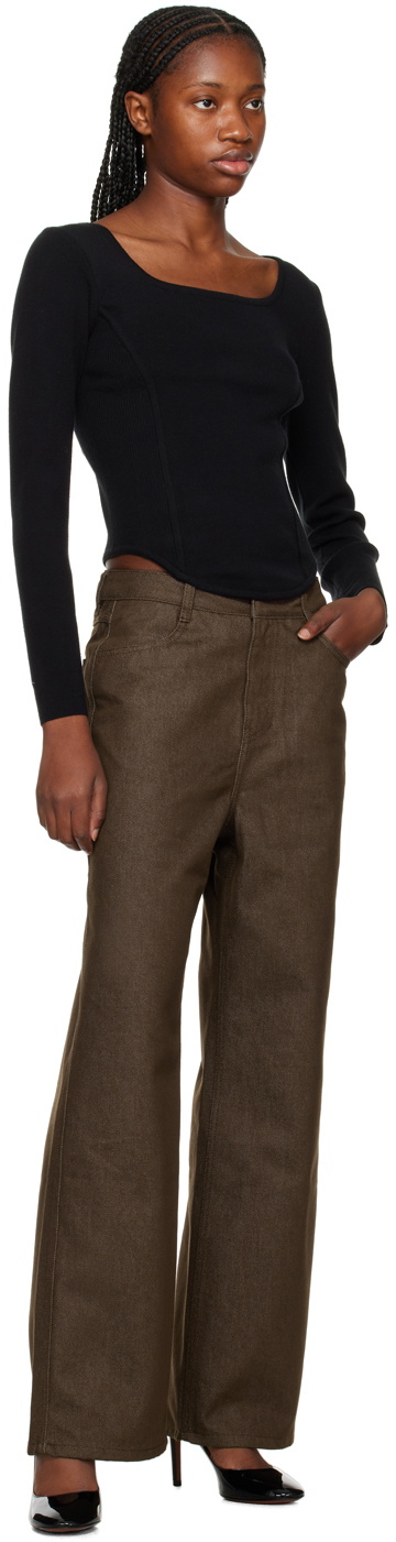 AMOMENTO Brown Faded Jeans