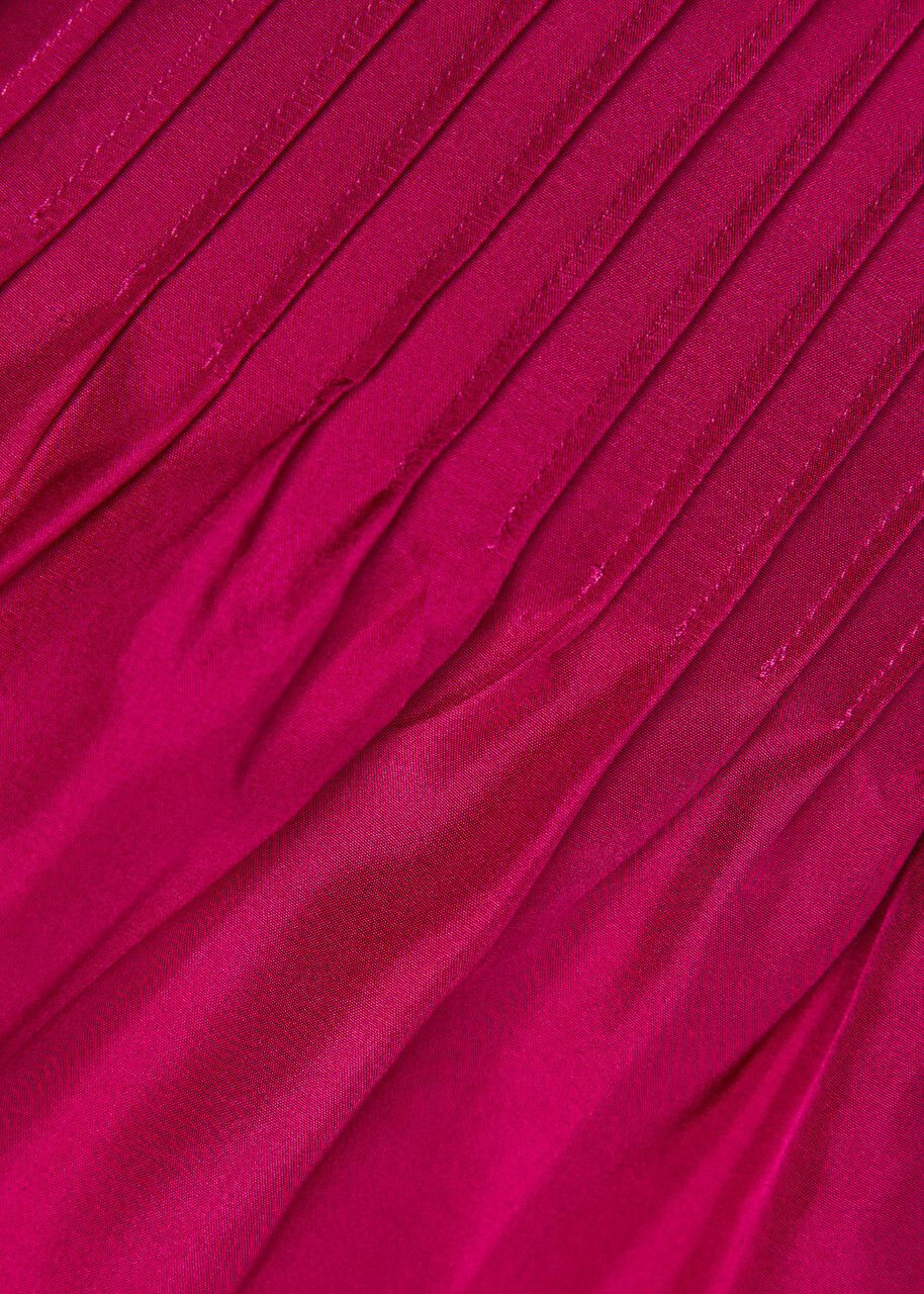 Eileen Fisher Pintucked Silk Midi Dress Fuchsia