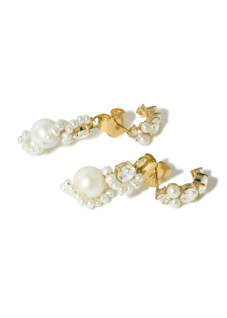 Completedworks Pearl and Zirconia-embellished 18kt Gold Vermeil Earrings - One Size