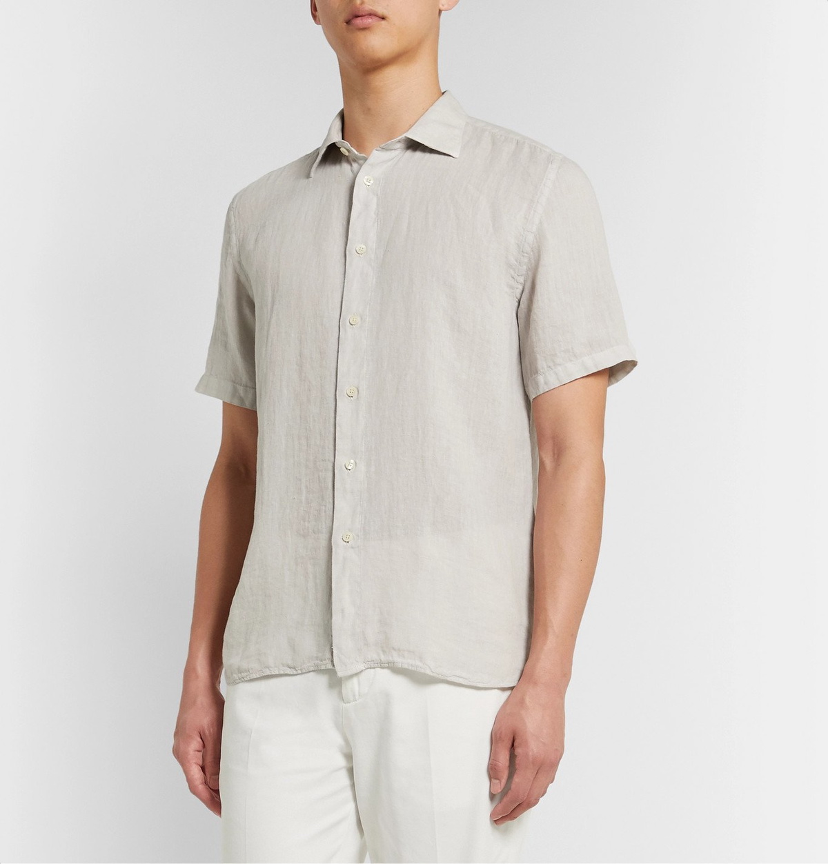 120% - Garment-Dyed Linen Shirt - Gray 120%