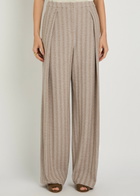 Emporio Armani Chevron-knit Straight-leg Cotton-blend Trousers Beige