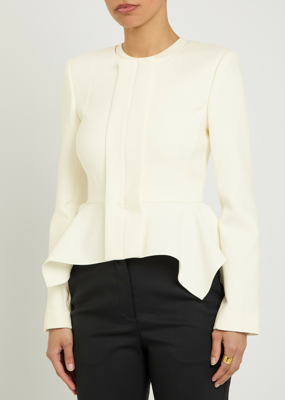 Roland Mouret Peplum Crepe Jacket Cream
