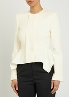 Roland Mouret Peplum Crepe Jacket Cream