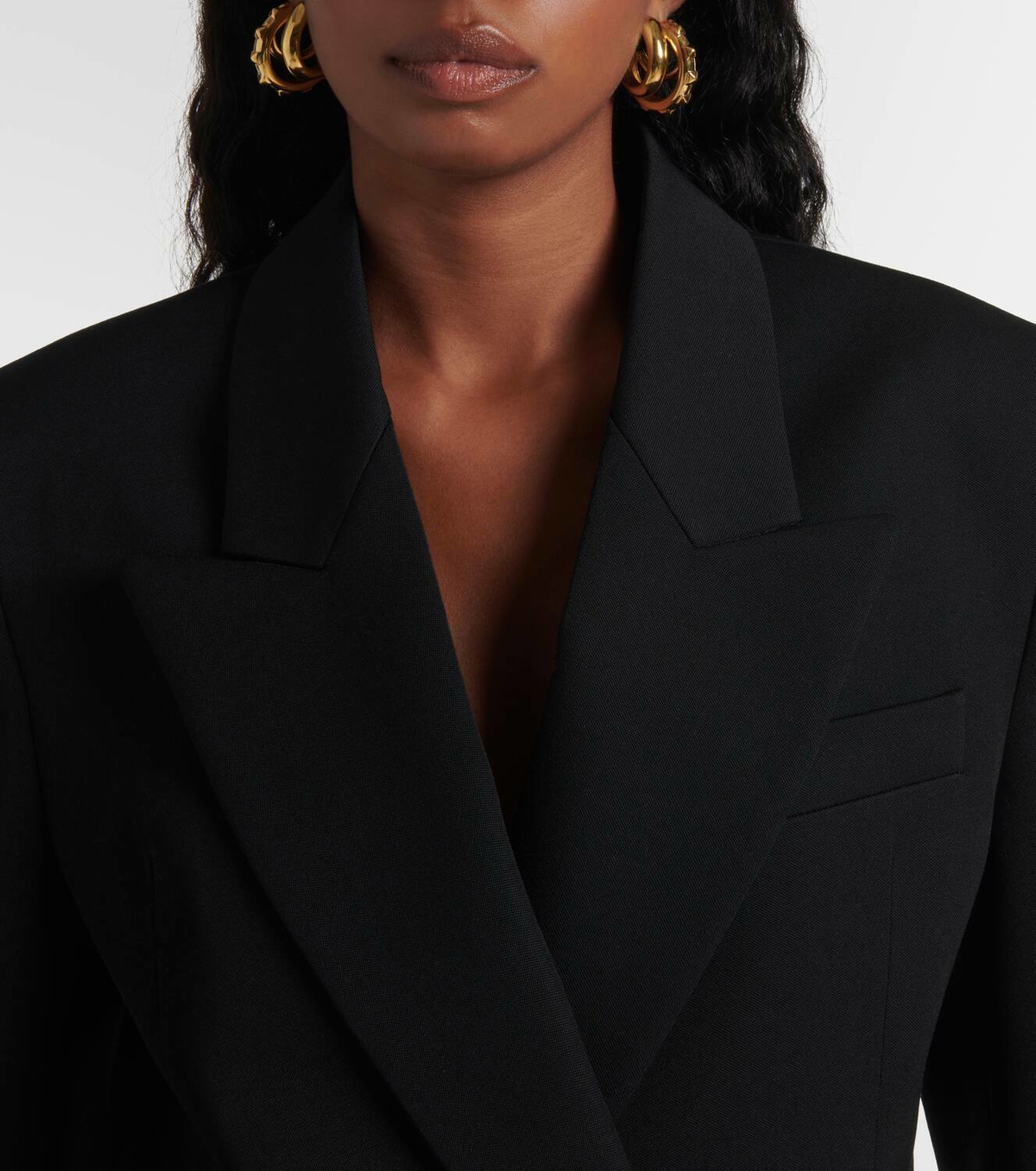 Valentino Floral-appliqué virgin wool grisaille blazer Valentino