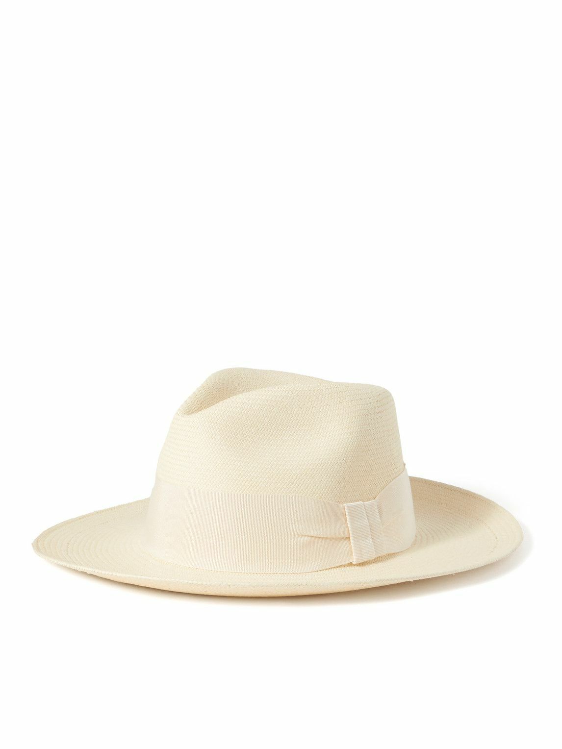 Frescobol Carioca - Rafael Grosgrain-Trimmed Straw Panama Hat - White