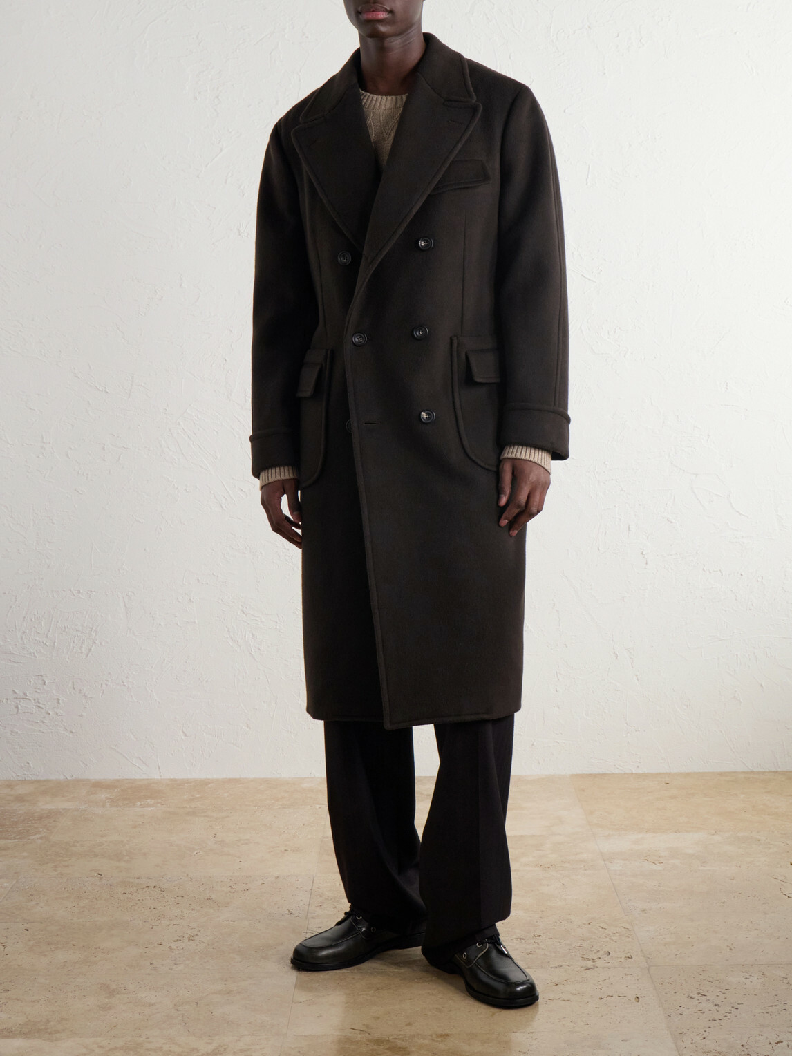 J. Mueser - Double-Breasted Wool and Cashmere-Blend Felt Coat - Brown