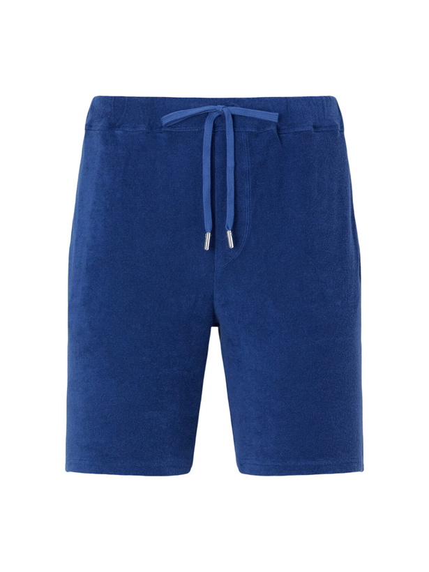 Photo: FEDELI - Slim-Fit Cotton-Terry Drawstring Shorts - Blue