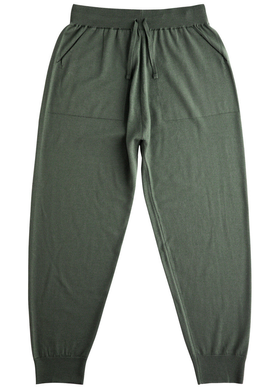 John Smedley Henning Wool Sweatpants Dark Green