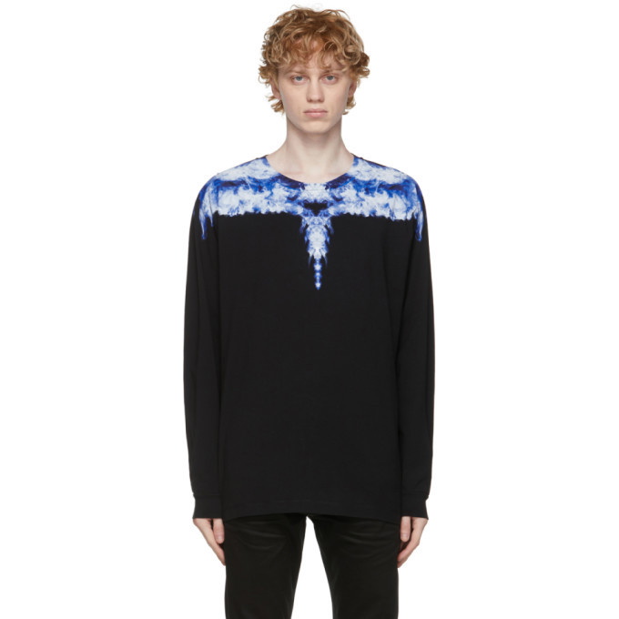 Photo: Marcelo Burlon County of Milan Black and Blue Wings Long Sleeve T-Shirt