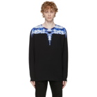 Marcelo Burlon County of Milan Black and Blue Wings Long Sleeve T-Shirt