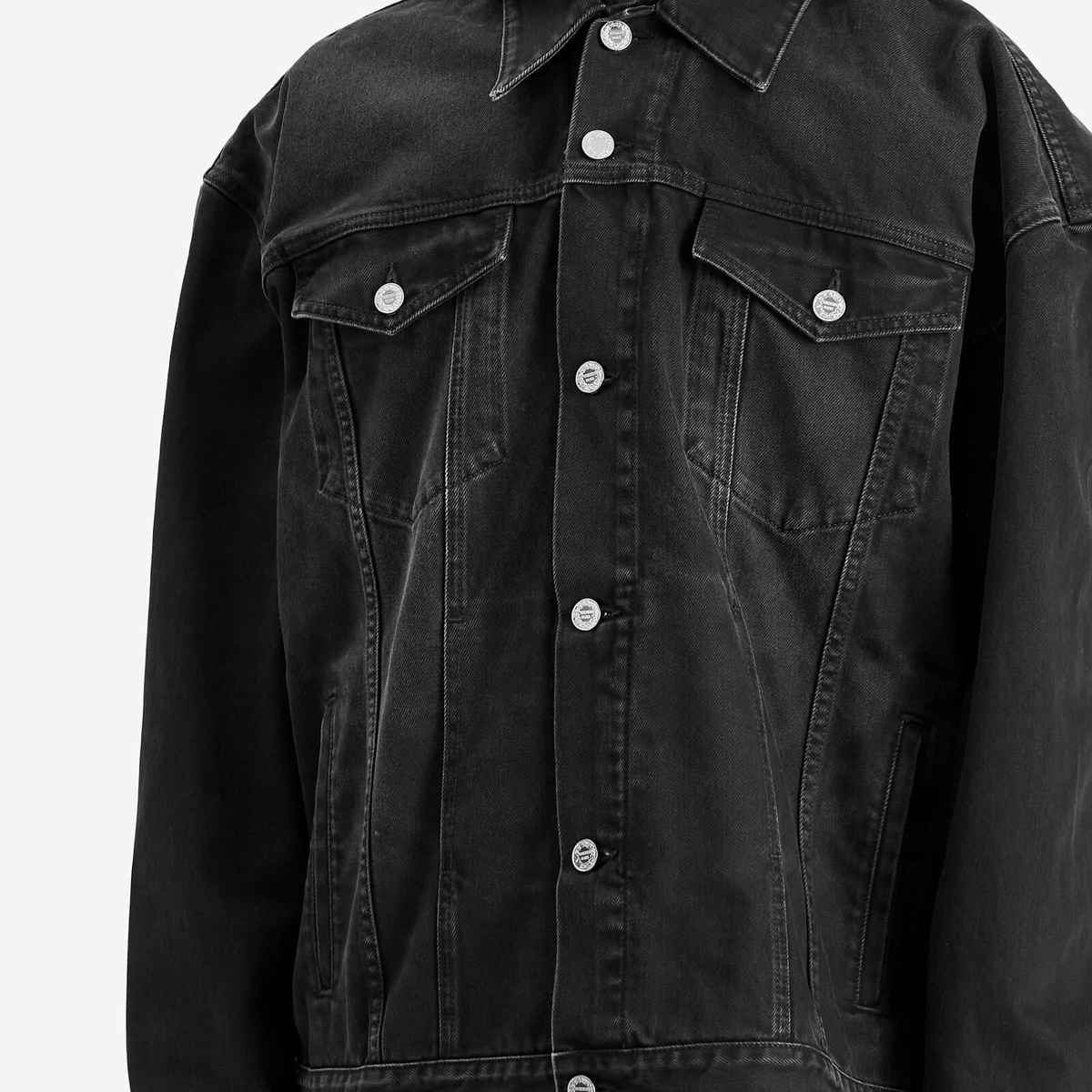 VETEMENTS Men's 3D Logo Hooded Denim Jacket in Black