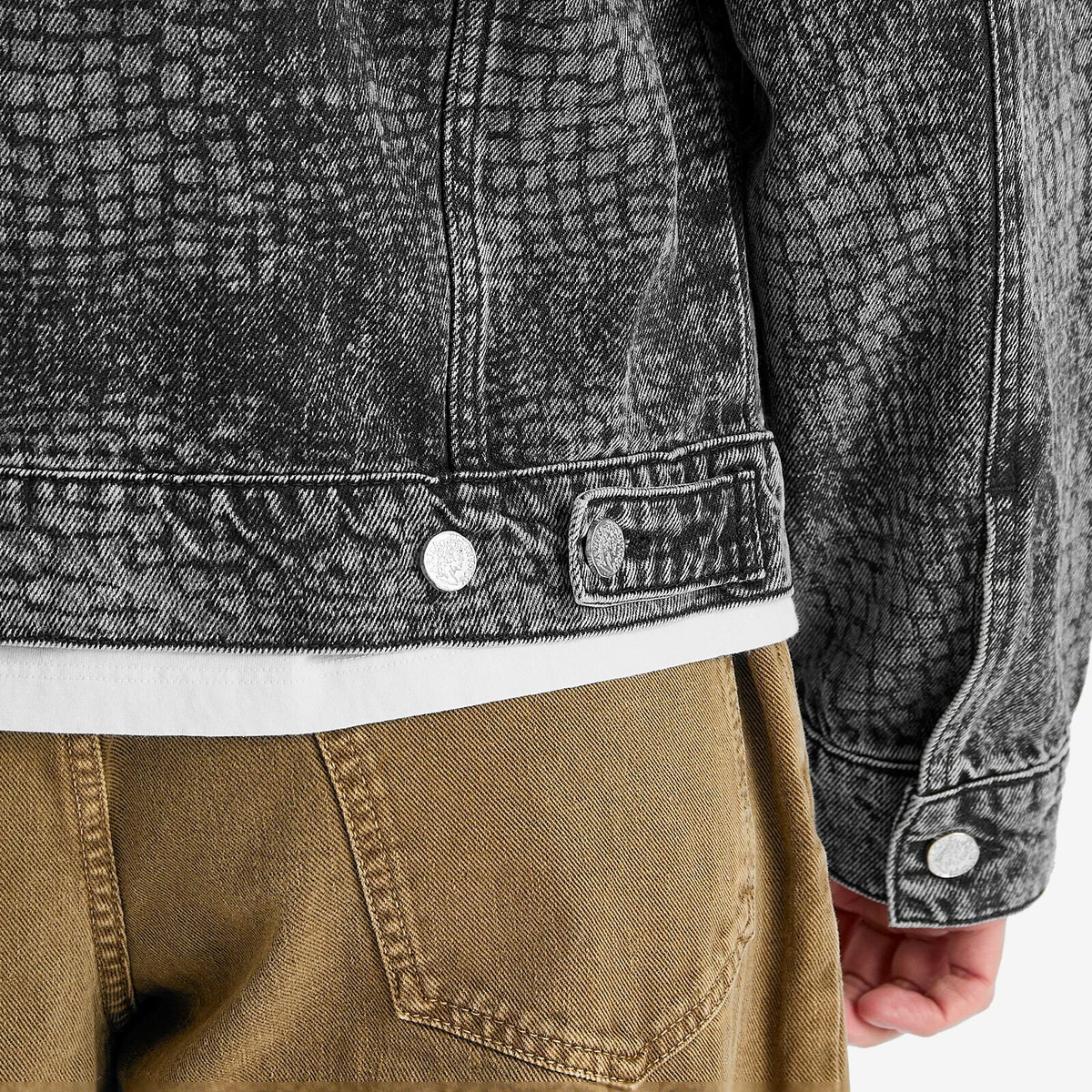 Aries Men's Lasered Croc Trucker Jacket in Black
