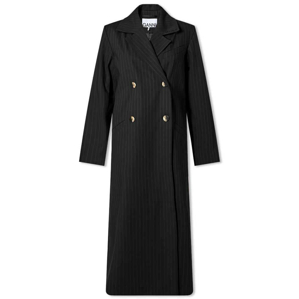 Ganni Women S Stretch Stripe Overcoat In Black Ganni