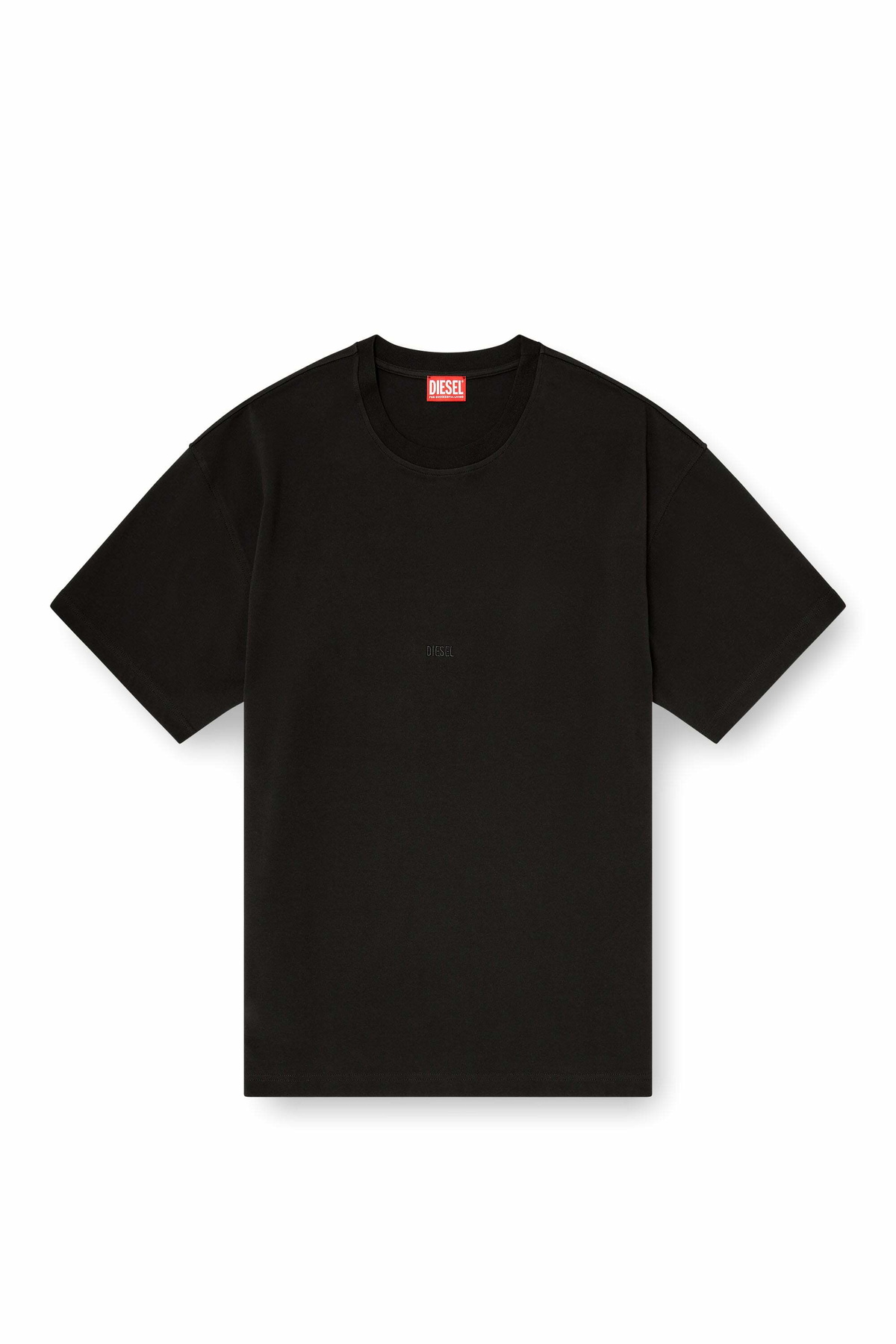 Diesel Cotton-interlock T-shirt with logo embroidery - T-Shirts Mens in Black