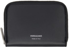 Ferragamo Black Zipped Credit Card Wallet
