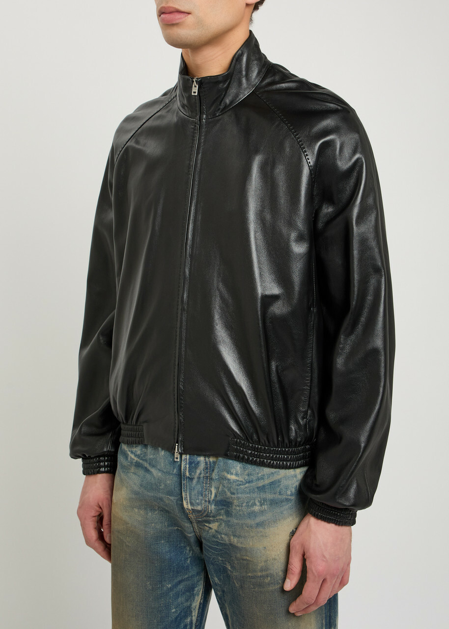 Acne Studios Leather Bomber Jacket Black
