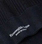 Ermenegildo Zegna - Striped Stretch Cotton-Blend Socks - Black