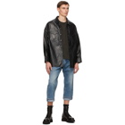 R13 Black Lambskin Oversized Cowboy Shirt