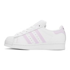 adidas Originals White and Purple Superstar Sneakers