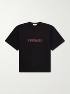 Versace - Logo-Detailed Cotton-Jersey T-Shirt - Black