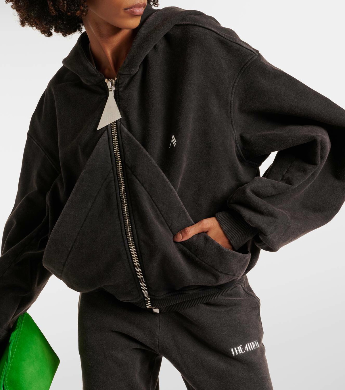 The Attico Logo cotton jersey zip-up hoodie