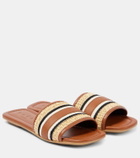 Hogan Striped leather-trimmed slides
