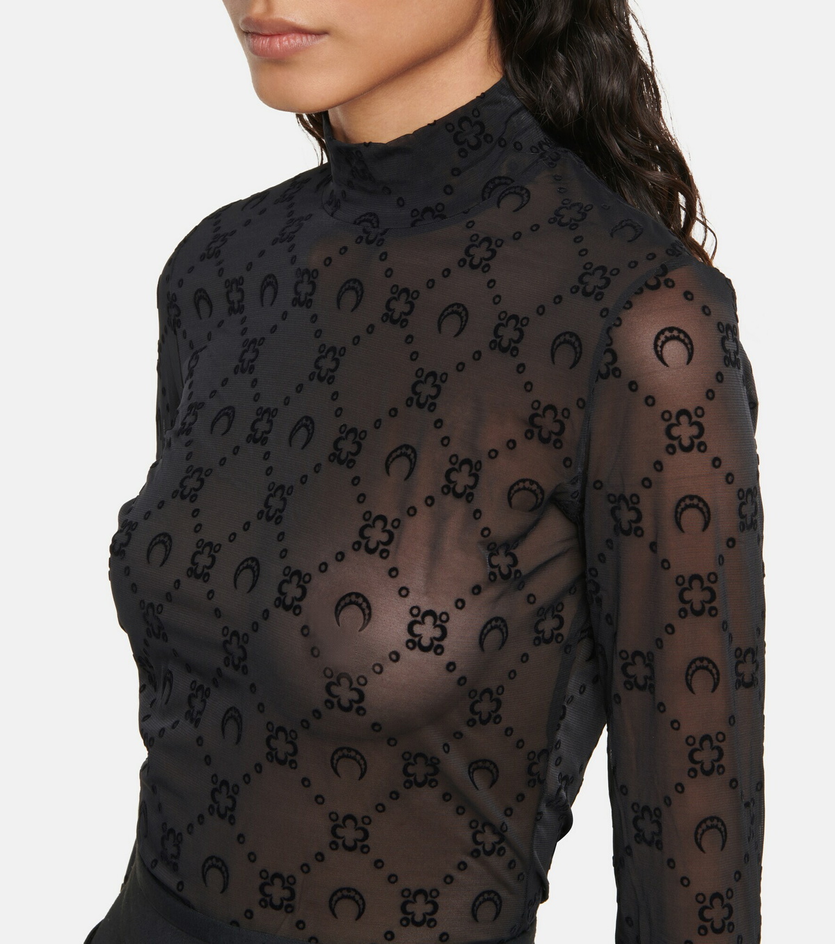 Marine Serre - Moonogram flocked mesh top Marine Serre