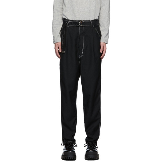 Photo: Doublet Black Heavy Twill High Waist Wide Tapered Trousers
