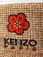 KENZO - Large Embroidered Leather-Trimmed Raffia Messenger Bag