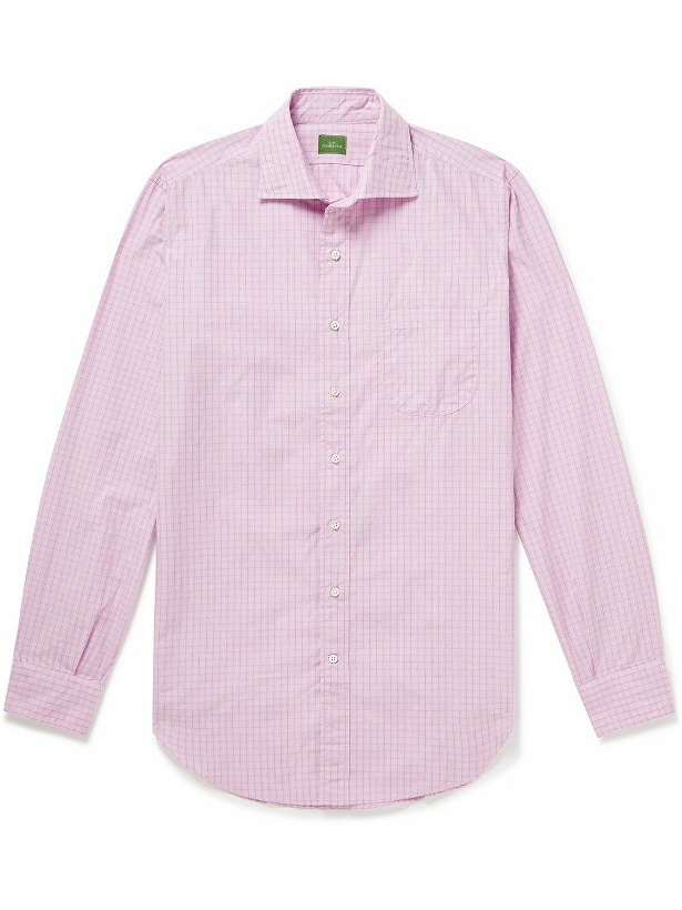 Photo: Sid Mashburn - Checked Cotton-Poplin Shirt - Pink