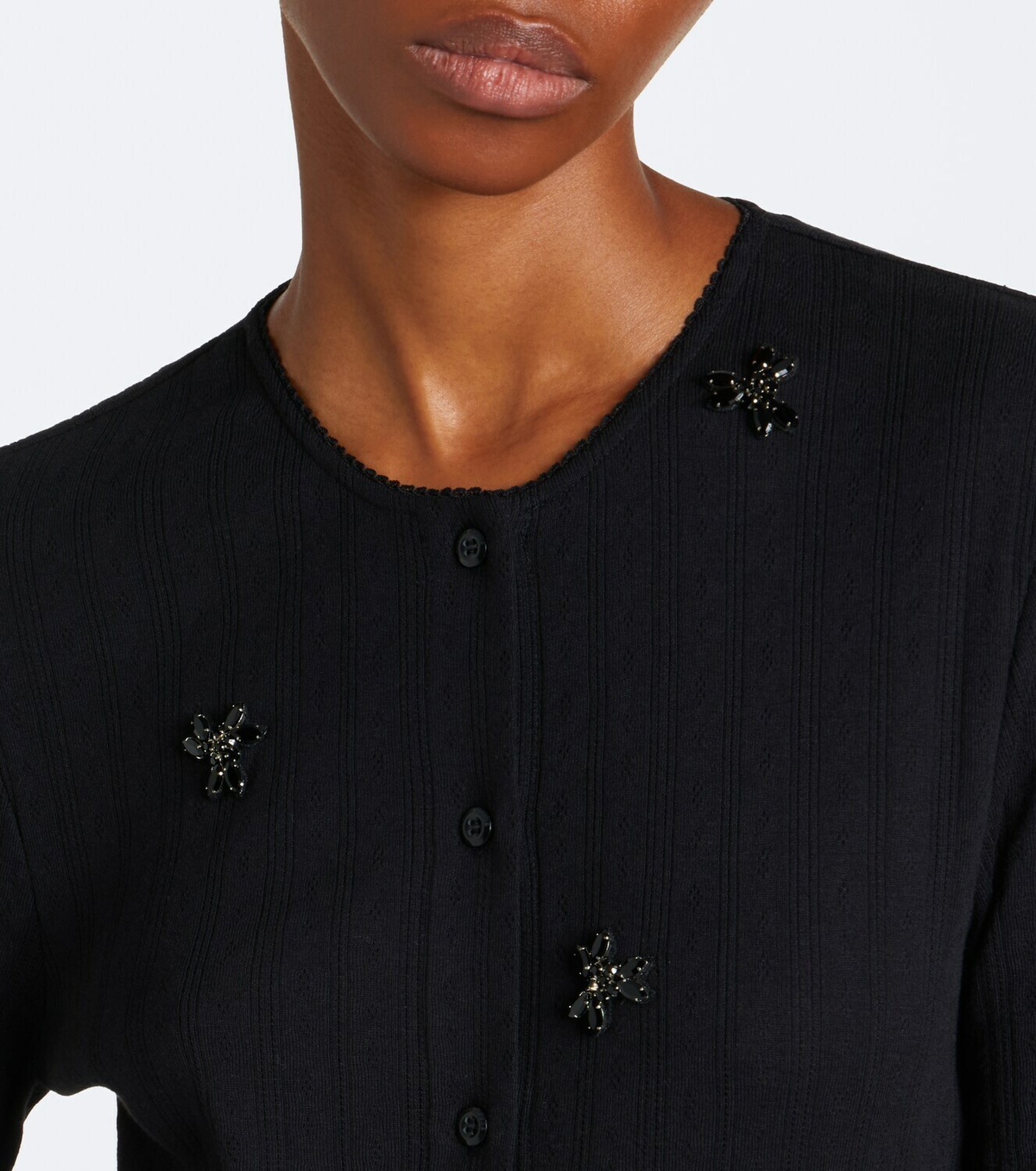 Simone Rocha Embellished pointelle cotton cardigan