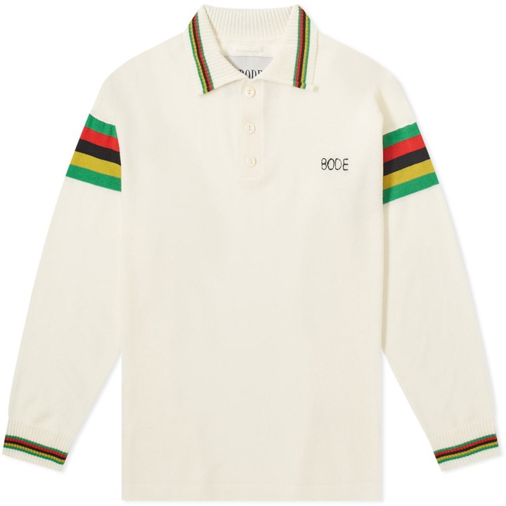 Photo: BODE Cycling Stripe Logo Knitted Long Sleeve Polo