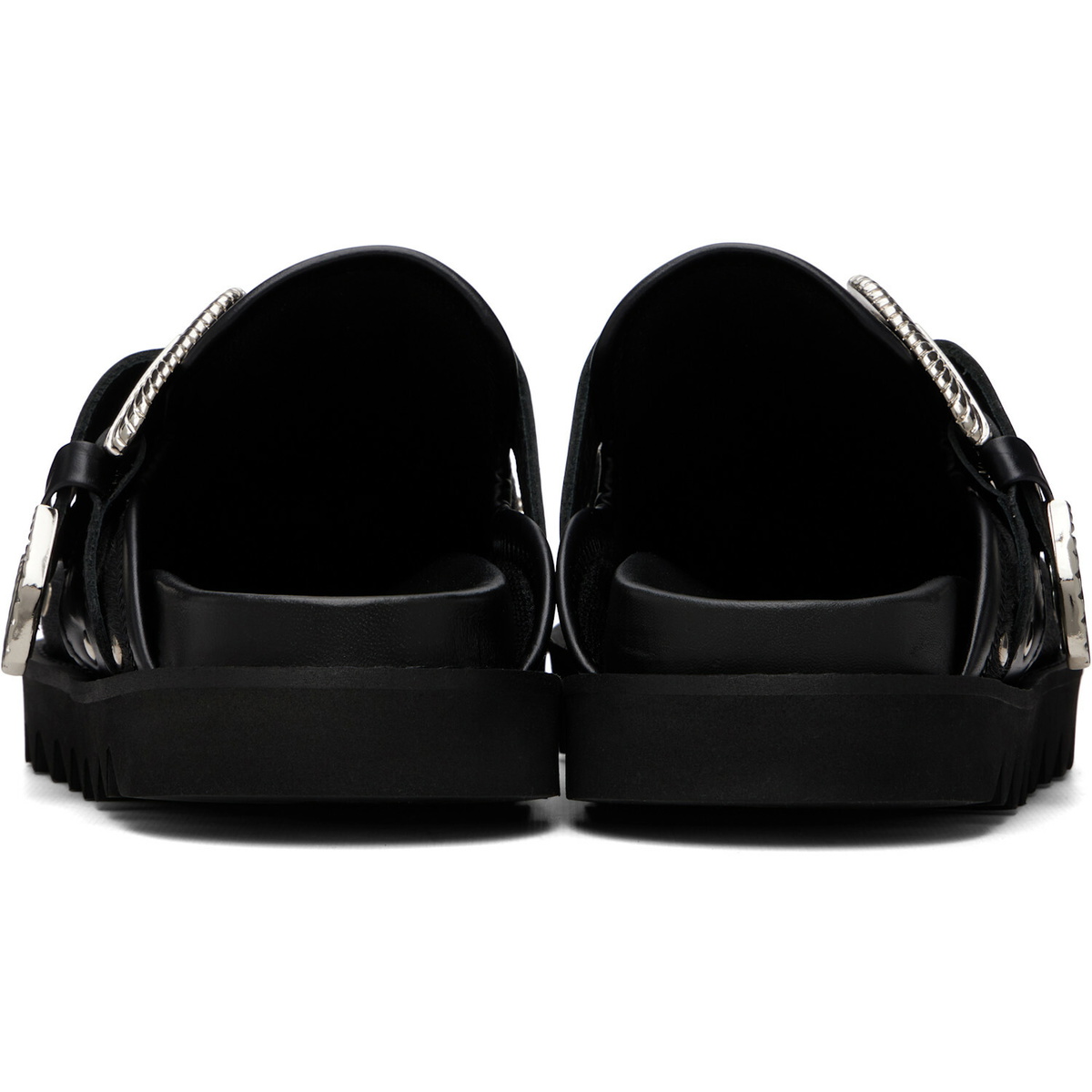 Toga Pulla Black Eyelet Metal Clog Loafers