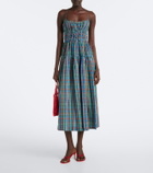 Dôen Brielle plaid cotton midi dress