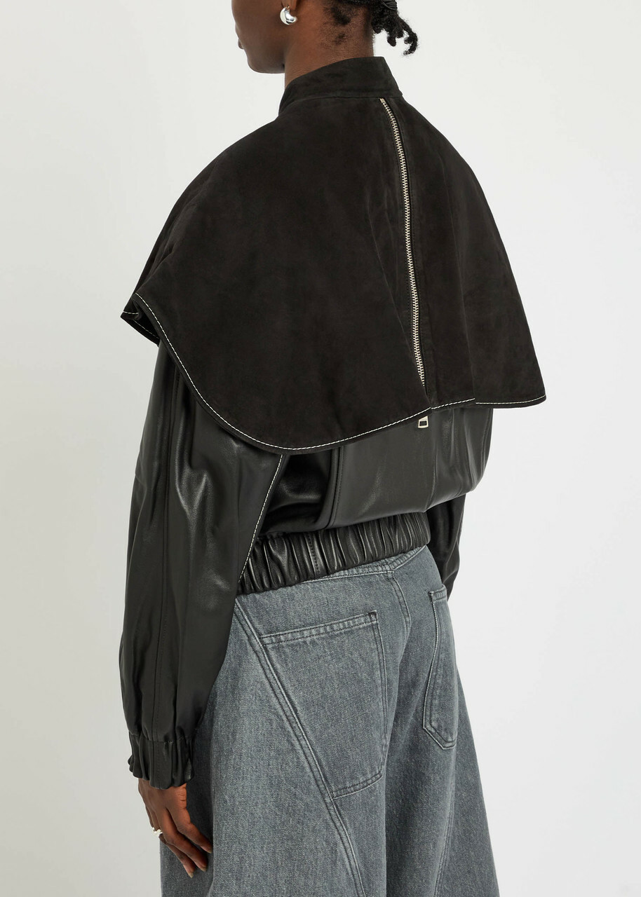 JW Anderson Cape-effect Leather Jacket Black