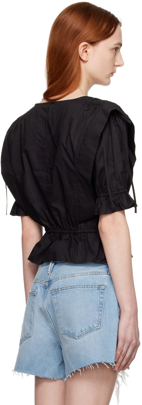 FRAME Black Ruched Blouse
