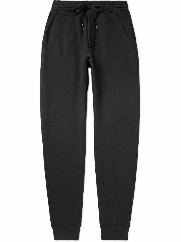 Photo: TOM FORD - Tapered Garment-Dyed Cotton-Jersey Sweatpants - Black