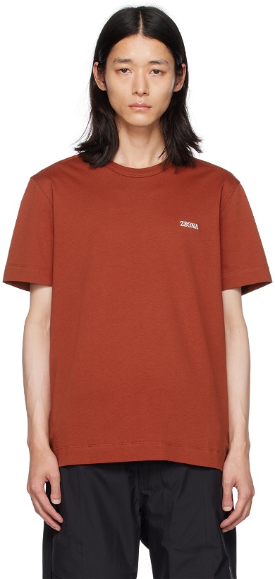 Photo: ZEGNA Red Embroidered T-Shirt